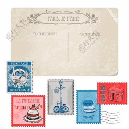 怀旧明信片与邮票图片1