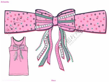 粉色蝴蝶结背心设计图