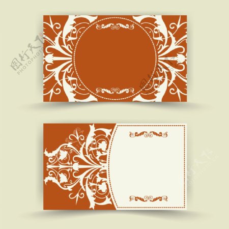 褐色植物花纹婚礼卡片图片