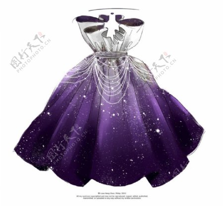 紫色抹胸裙设计图