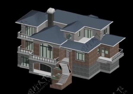 独栋豪华别墅3D模型设计