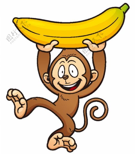 举着香蕉的卡通猴子