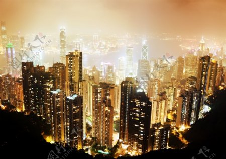 美丽城市高楼夜景图片