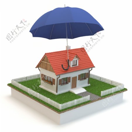 雨伞下的房子模型
