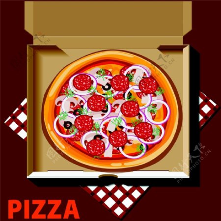 盒子里的披萨图片