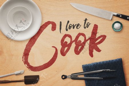 简单厨房餐具海报