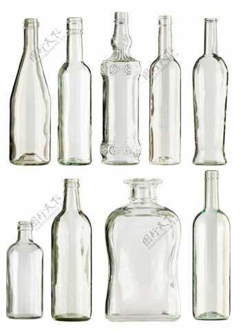 相态各异的玻璃瓶图片