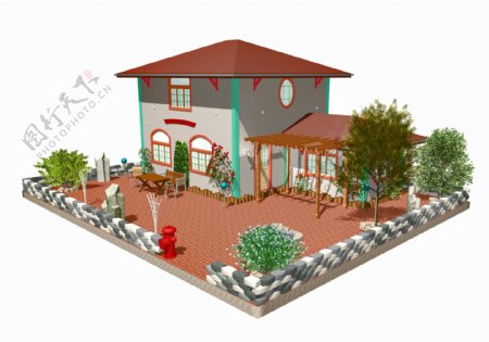 3D别墅效果图图片