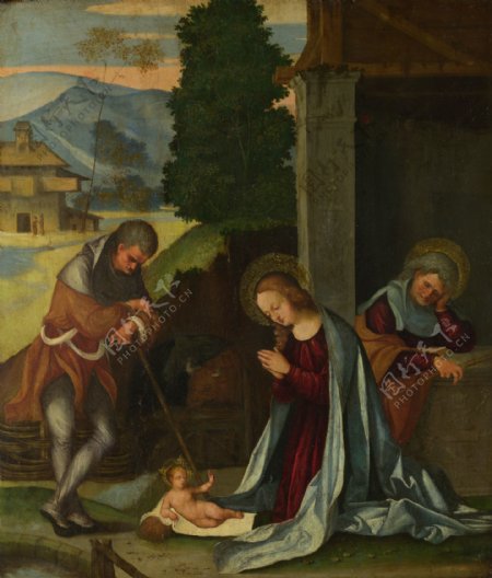 圣母与耶稣油画图片