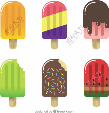 扁平风格美味的冰淇淋插图