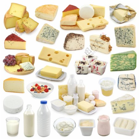 各种奶酪与牛奶图片