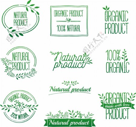 绿色树枝线条边框食品logo矢量素材