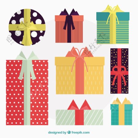 神奇的包装圣诞礼物五颜六色的丝带