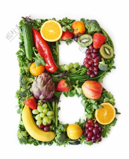 蔬菜水果组成的字母B