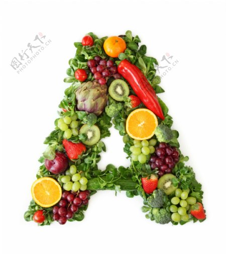 蔬菜水果组成的字母A