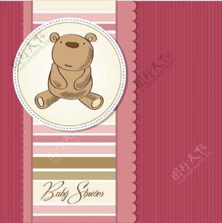 带可爱泰迪熊的婴儿卡片