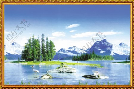山水风景中堂画图片
