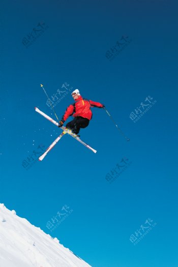 高山划雪摄影图片
