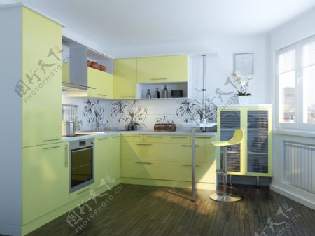 绿色风格厨房设计图片