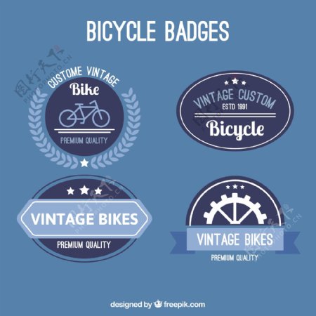 复古风格的不同自行车徽章