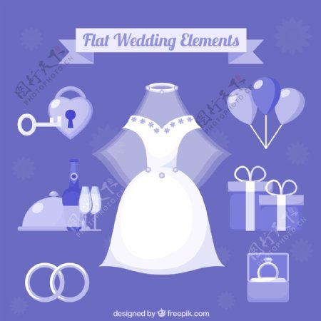 梦幻般的婚礼用品平面设计素材