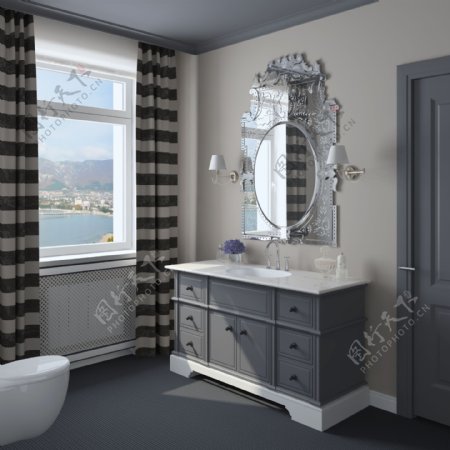 欧式复古风卫生间装饰高清图片