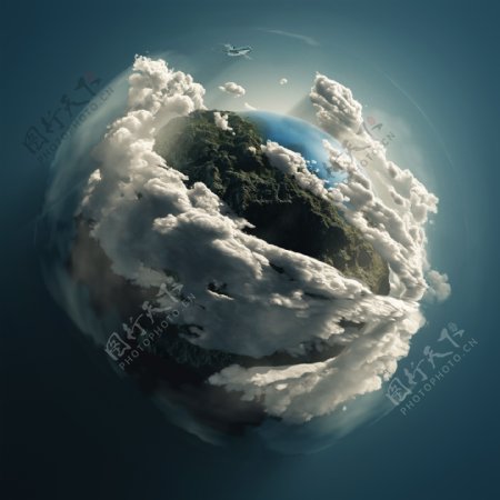 云朵包围的地球图片