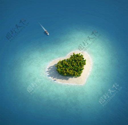 海面心形小岛图片