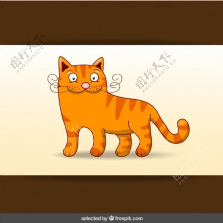 快乐橙色猫卡通