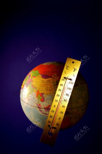 地球与温度计图片