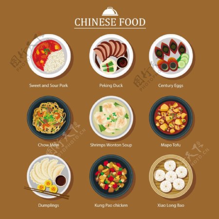 中国食品矢量图标
