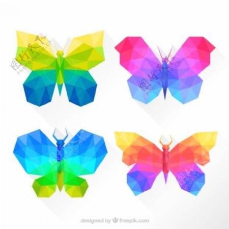 几何风格的彩色蝴蝶
