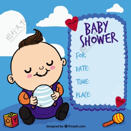 婴儿沐浴卡模板