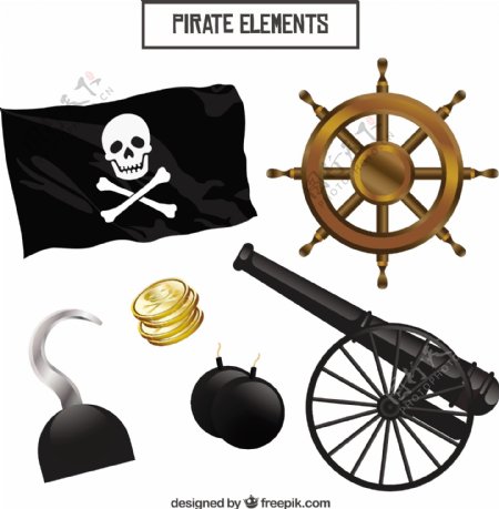手绘各种海盗元素矢量素材