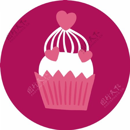 蛋糕粉色爱心圆形卡通矢量图标