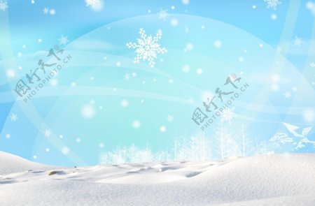 蓝色雪花背景冬季背景