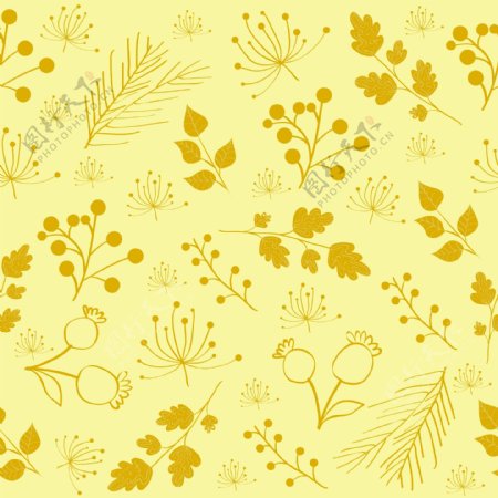 手绘黄色花卉矢量图