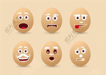 鸡蛋可爱表情矢量图