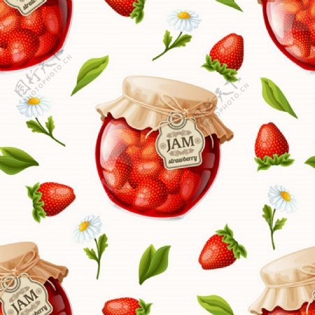 新鲜草莓果酱背景图