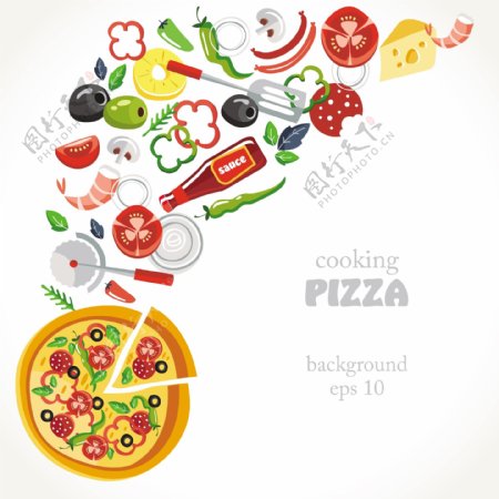 卡通食物披萨汉堡海报背景素材