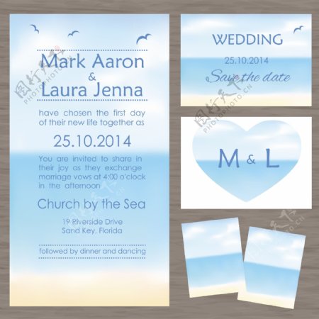 蓝色海岸婚礼主题模板下载