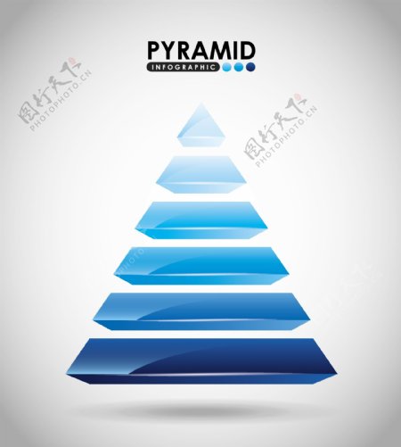 蓝色金字塔商务信息图表矢量素材