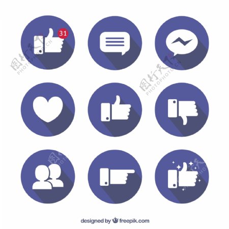 Facebook图标平面设计素材