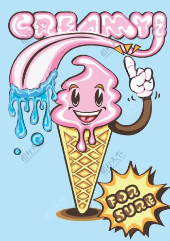 矢量卡通冰淇淋海报