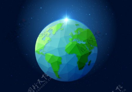 蓝色地球北极之光矢量图