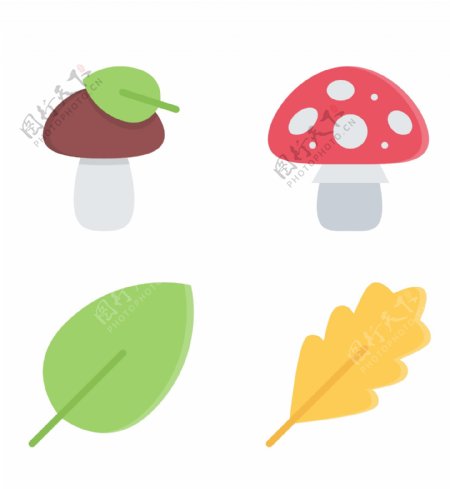 树叶蘑菇精美icon图标