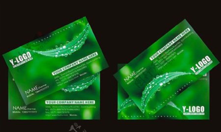 时尚绿色名片卡片设计矢量素材
