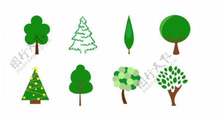 各种树系列植树节绿色植物
