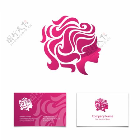 粉色头像logo设计