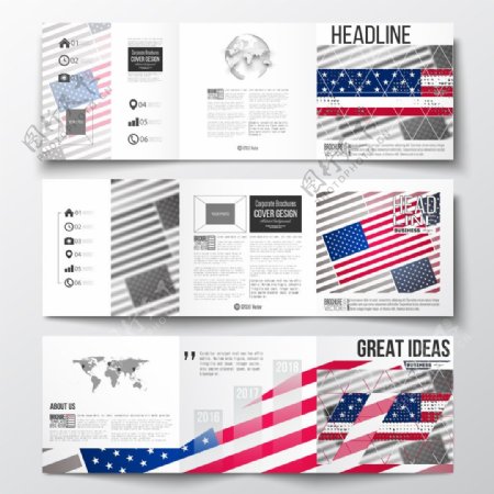 美国国旗三折页设计图片